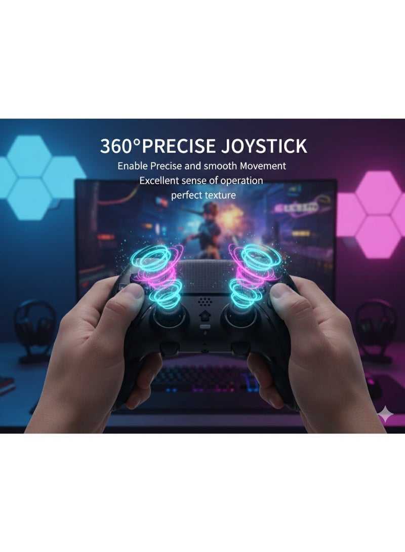 epicarma وحدة تحكم لاسلكية لجهاز PS5 و PC - لوحة ألعاب بلوتوث بتصميم DualSense Edge مع جيروسكوب 6 محاور، زناد خلفي مخصص، عمر بطارية طويل، وحدة تحكم ألعاب متوافقة مع PS5 - Image 4